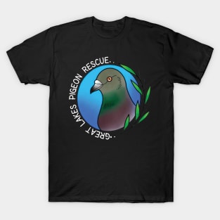 Great Lakes Pigeon Rescue Logo - White Letters T-Shirt